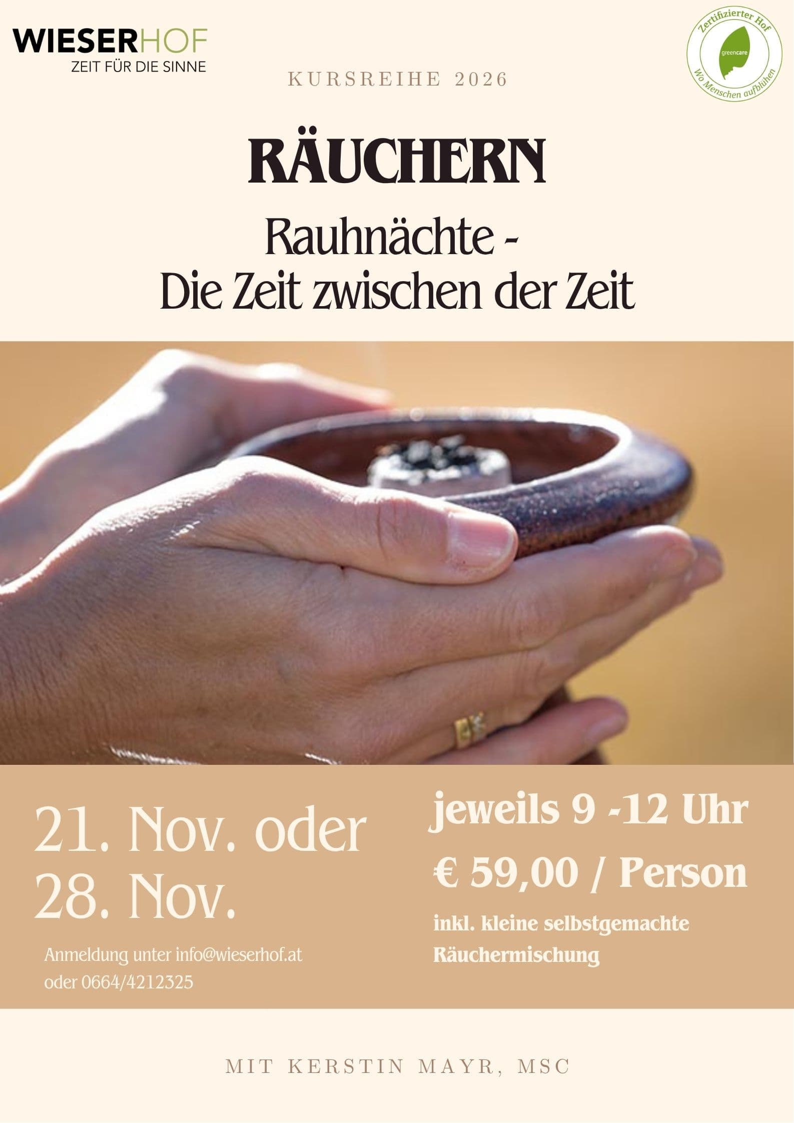Wieserhof Workshop „Räuchern – Rauhnächte, die Zeit zwischen der Zeit